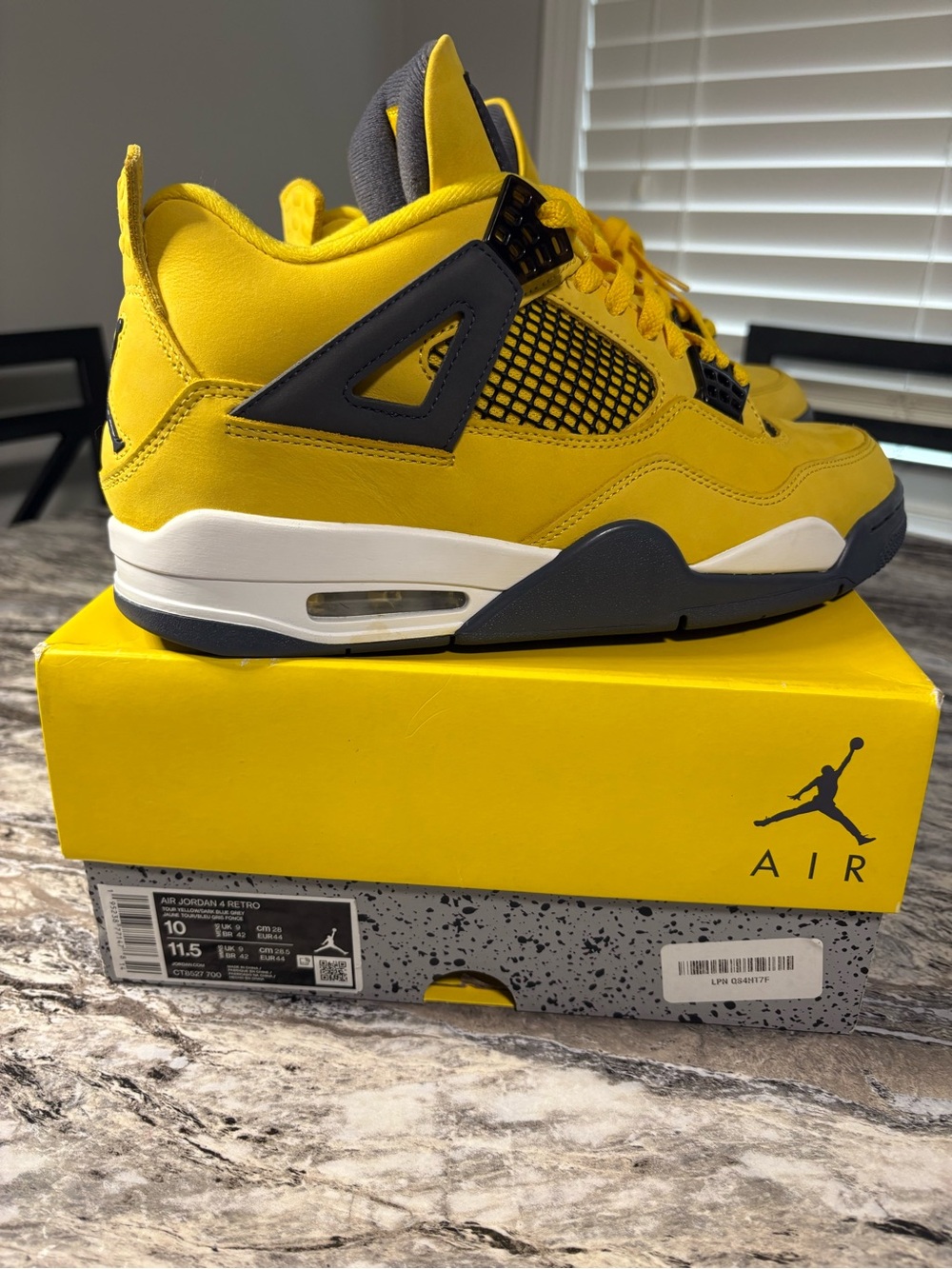 Air Jordan Retro 4 Mens “Lightning “ Yellow and Gray Sneakers size 10 - Picture 11 of 15